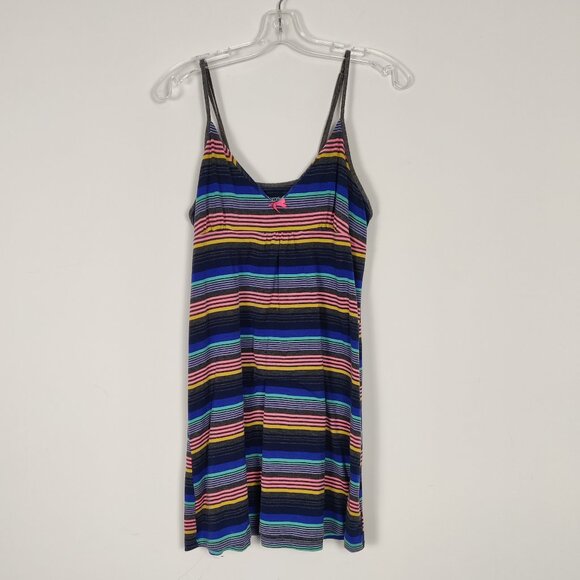 Xhilaration Women's Sleep Dress Size L Striped Gray Blue Multicolor Comfy Night - Picture 1 of 8